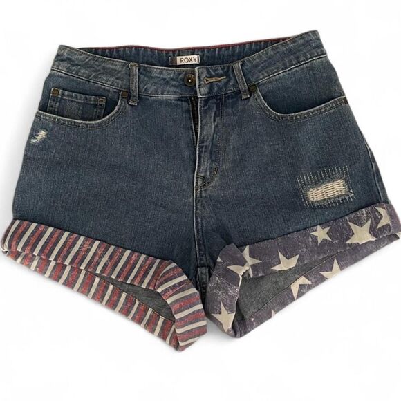 Roxy Women's Stars and Stripes Daisy Duke Cheeky Shorts - Picture 1 of 5